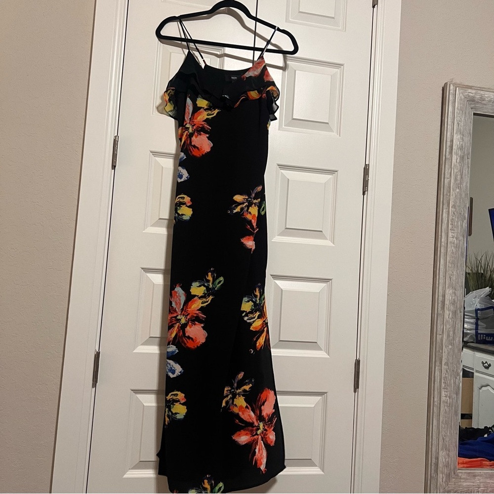 Mossimo Supply Co. Black Maxi Dress with Floral Accents